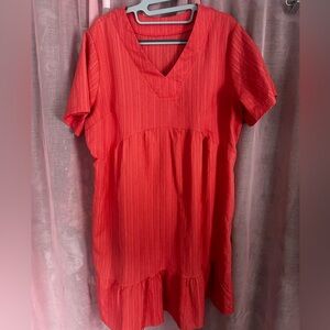 Red V-Neck Women's Top